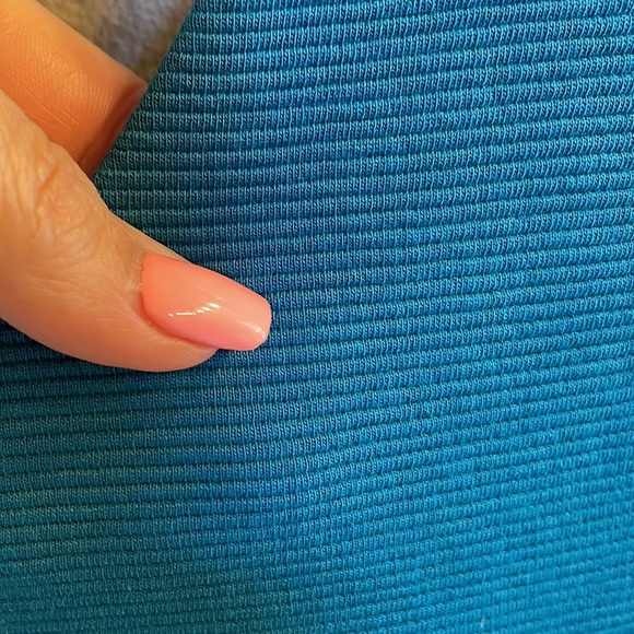 BODEN textured ribbed solid teal bodycon fit dress short sleeve low round back 4 - Picture 2 of 16